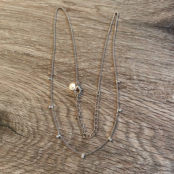 Rose Gold Toned Rhinestone Station Necklace - Picture 3 of 4